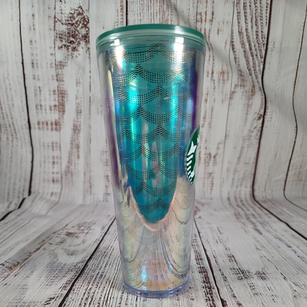 Starbucks Acrylic Iridescent Rainbow Siren Scales Cold Cup Mermaid Tumbler 24 oz